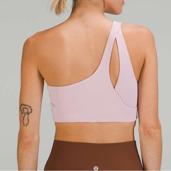 Lululemon pink peony Ribbed Nulu Asymmetrical Yoga Bra - Picture 3 of 3